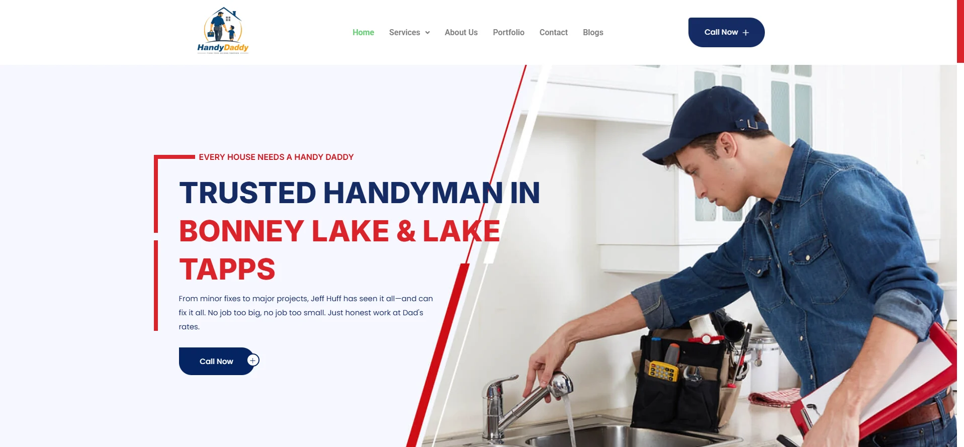 Homepage website project for Handy Daddy.